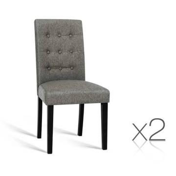 Artiss Set of 2 Fabric Dining Chair - Grey or Beige
