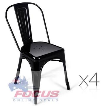Artiss Set of 4 Metal Dining Chairs - Gloss Black