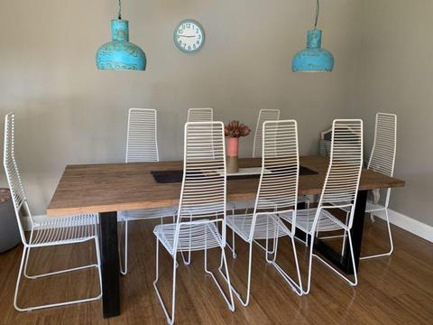 Hand welded steel high back dining chairs