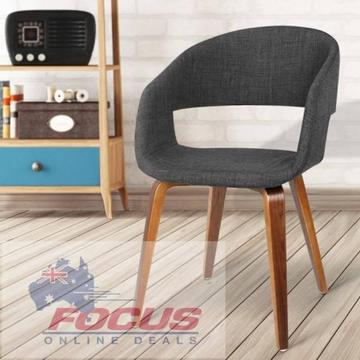 Artiss Set of 2 Timber Wood and Fabric Dining Chairs - Charcoal