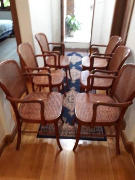 6 Bentwood cane chairs in Thonet style