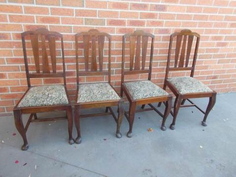 Vintage Timber Highback Cabriole Legs Dining Kitchen Chairs