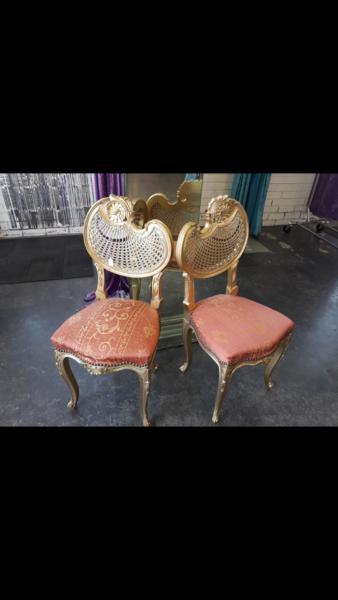 Pair vintage regency 1980s boudoir chairs (f11)