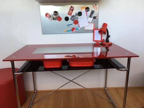 Red Glass Desk