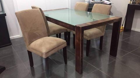 4 x Brown Soft Dining Chairs