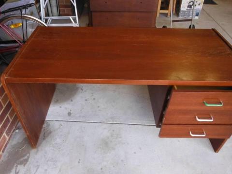 Vintage Large Jarrah Veneer Desk