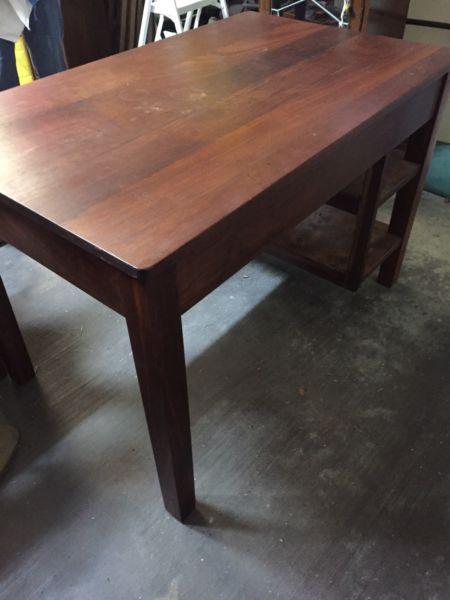 Solid jarrah desk/table/shelf combo
