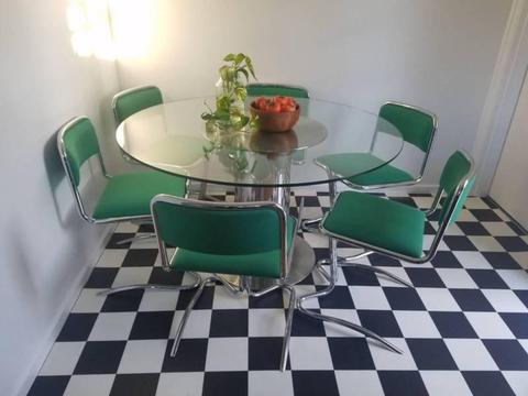 Mid Century modern dining set, 6 x Cantilever chairs
