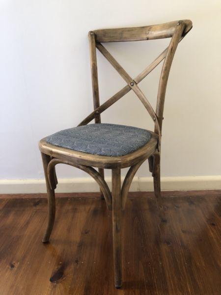 Upholstered PROVINCIAL cross back dining chair - walnut wood
