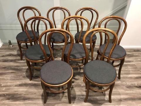 Rustic wooden bentwood dining chairs x8