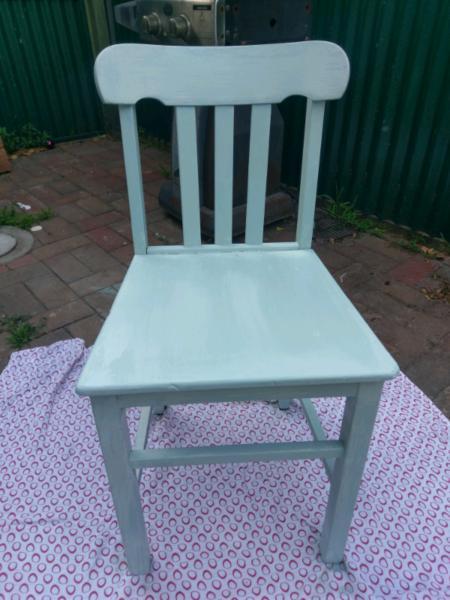 Teal painted wooden chair