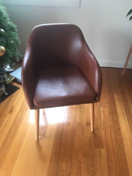 Tan leather dining chairs x2