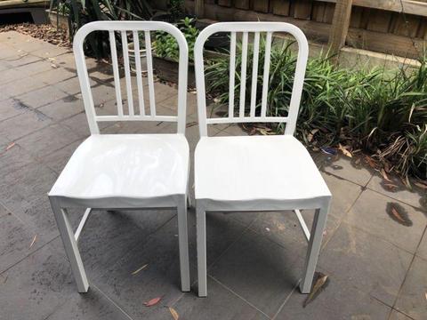 Aluminium Dining Chairs, white x2