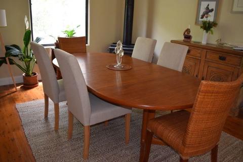 Four upholstered dining chairs, nearly new