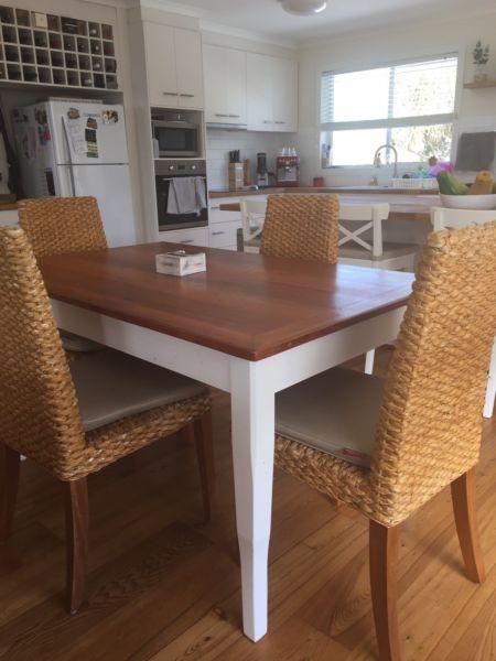 4 high back water hyacinth dining chairs
