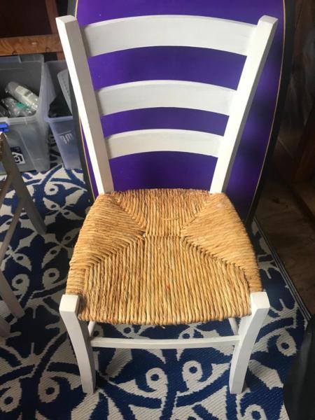 8 white Italian country dining chairs