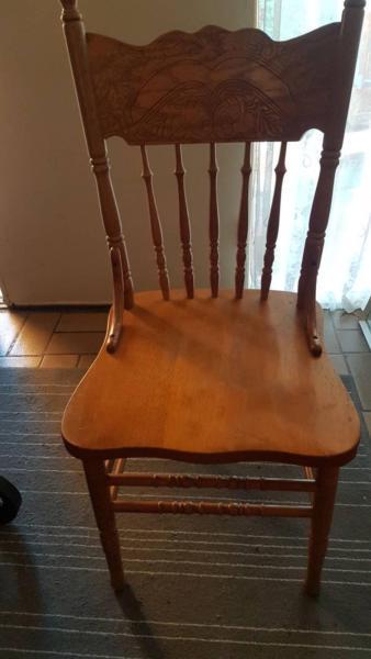 GOLDEN OAK PRESSED BACK CHAIRS MID CENT x 4