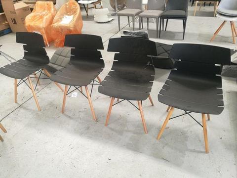 Ex Display Dining Chairs Black Plastic Timber 50% Off CLEARANCE