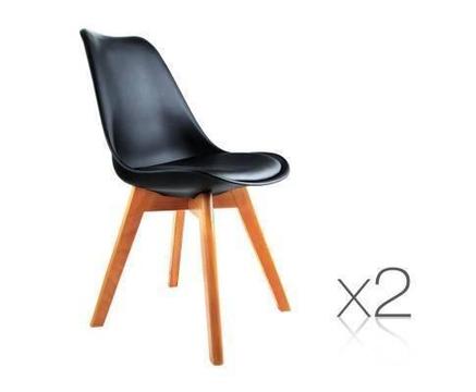 FREE MEL DEL-2x PU Leather Padded Seat Kitchen Dining Chair Black