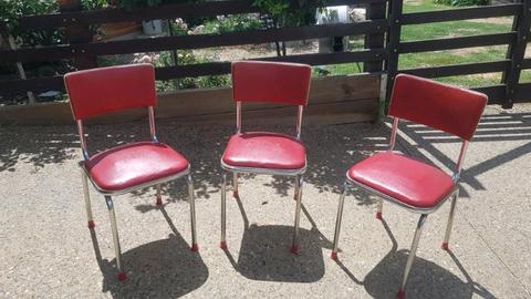 Retro Chairs 3x red chrome