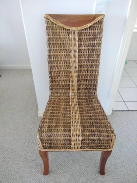 dining chairs cane & timber x 6