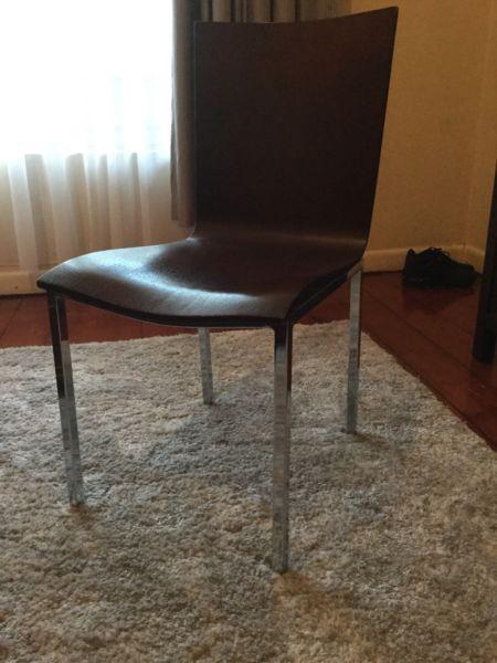 Solid timber chair with chrome legs