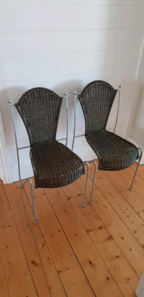 Wrought Iron Cane Chairs x 2