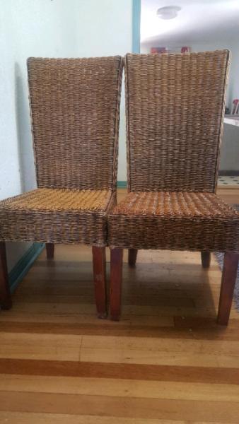 4xDining Chairs Abaca Brown Woven