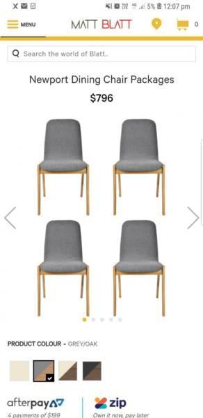 6 x Matt Blatt Newport Dining Chairs