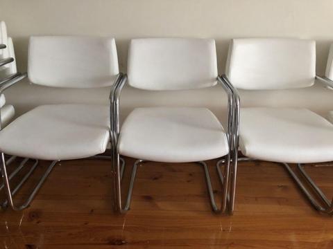 Set of 8 White Dining/Office Chairs