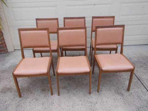 Vintage Danish Teak Timber HIghback Dining Kitchen Chairs