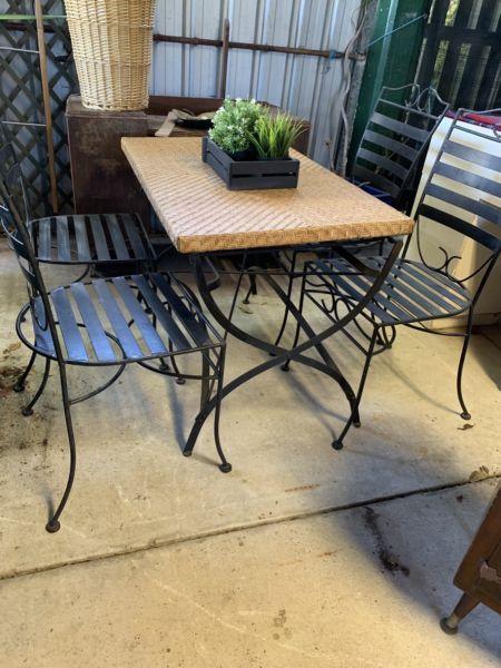 Gorgeous cane and iron table and chairs