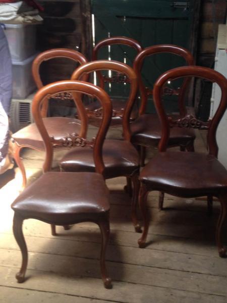 Antique Balloon Back Dining Chairs (6)