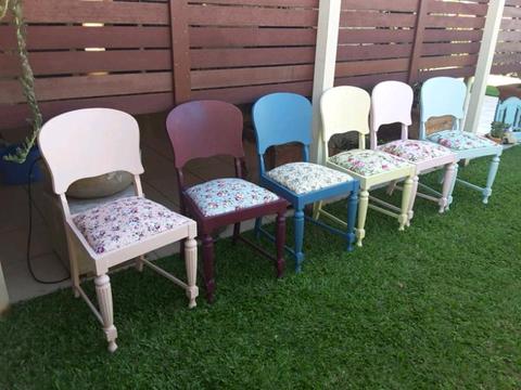 RECYCLED SHABBY CHIC VINTAGE CHAIRS 6 FOR 150