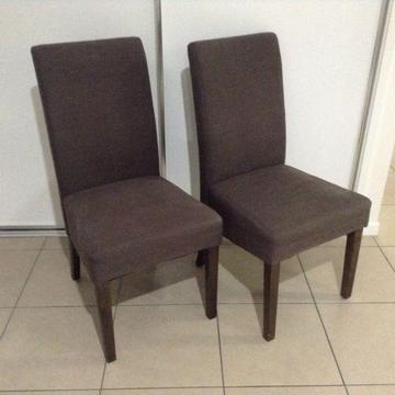 2 x Brown Linen textured Dining Room Chairs