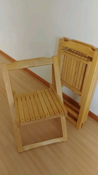 3 wooden fold up chairs
