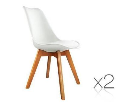 FREE MEL DEL-2x PU Leather Padded Seat Kitchen Dining Chair White
