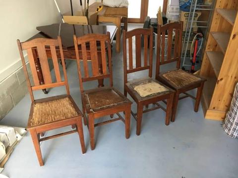 Antique solid timber dinning chairs