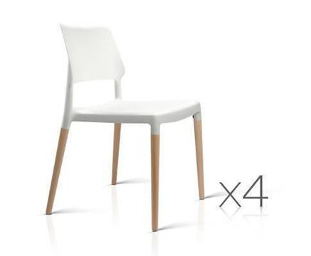 FREE MEL DEL-4x Stackable Belloch Replica Dining Chairs - White