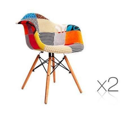 FREE MEL DEL-2x Replica Eames Home Cafe Chairs Armchairs - Fabric
