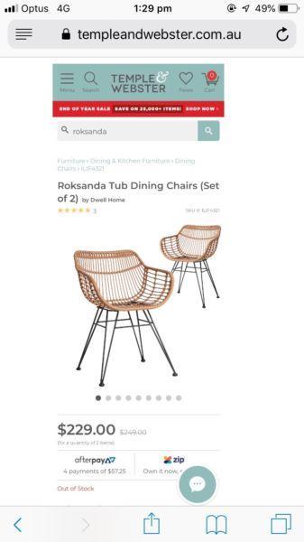 Dining Chairs purchased from Temple & Webster
