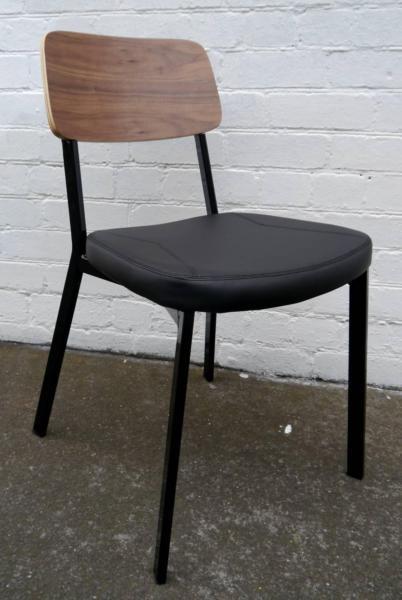 New Walnut Estelle Dining Chairs Black Metal Bar Cafe Furniture