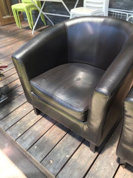 Black leather dining chair
