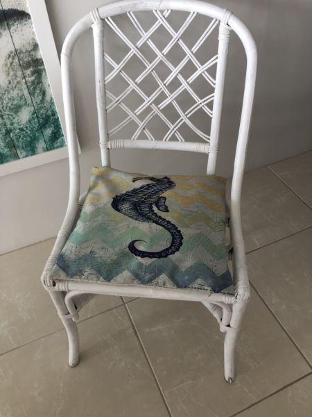 White cane chair with cushion Mermaid Waters