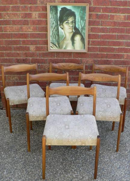 6 x Dining Chairs Spade Back Fler 64 Retro Vintage circa 1960's