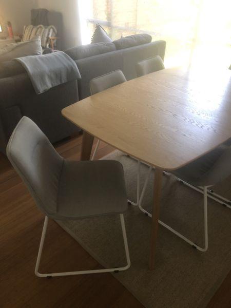 Six Fabric Dining Chairs - Light Grey (Temple and Webster)