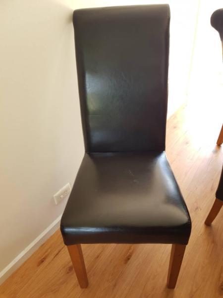 x8 Dining Chairs High Back Dark Brown Leather Look