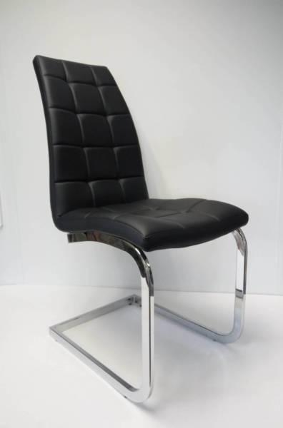 4 X Brand New Stylish Metal PU Leather Dining Chair - Y1208 Black
