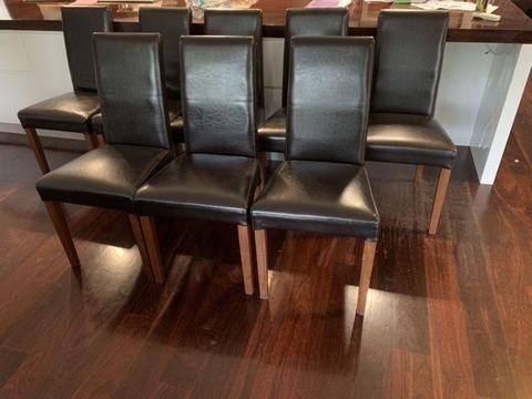 8 leather dining chairs exc cond