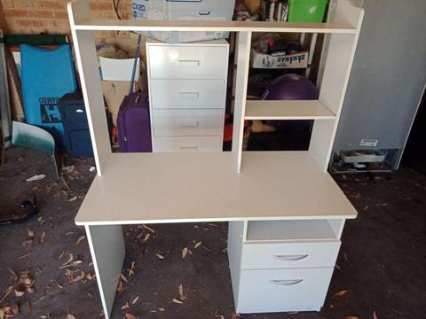White desk with hutch. Excellent condition